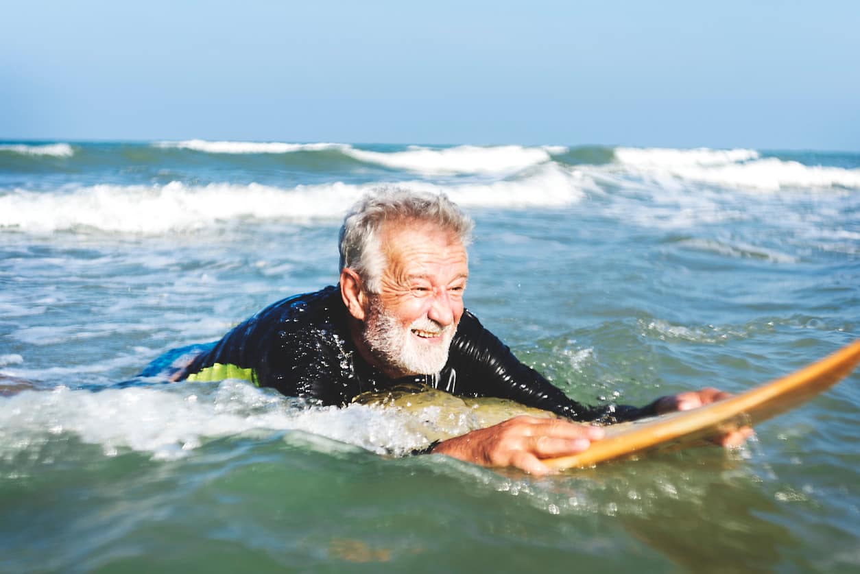 elderly man swimming